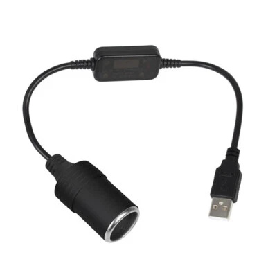 1PCS USB To 12V Car Lighter Female Socket Converter Adapter Cable Connector