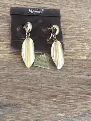 Vintage Napier Dangle Gold Tone Clip On Earrings Signed - NWT