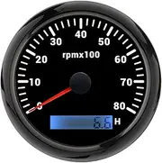ALAGPNPMZH HD 7 Colors Backlight 85mm Tachometer for Car Marine Boat Tacho Meter Gauge with Hourmeter REV Counter 8000RPM Meter Engine Speedometer(SDA)