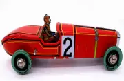 Red Racing Car Mechanical Wind Up Tin Toy