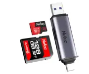 Netac Card READER WK13 USB3.0+TYPE-C Msd/SD Aluminum NT09WK13-30GR 1xSD, 1xTF