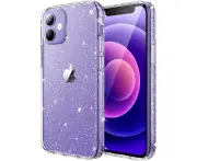 JETech Glitter Case for iPhone 12/12 Pro, 6.1-Inch, Bling Sparkle Shockproof Phone Bumper Cover, Cute Sparkly for Women and Girls (Clear)