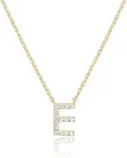 PAVOI 14K White Gold Plated Cubic Zirconia Initial Necklace | Letter Dainty Necklaces for Women