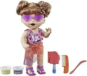 Baby Alive Sunshine Snacks Doll, Eats and Poops - Brown Hair - Summer-Themed Waterplay Baby Doll, Ice Pop Mold - Nuturing Dolls and Toys for Kids - F1681 - Ages 3+