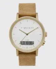 Rip Curl Womens CIRCA TIDE DIGITAL LEATHER SURF WATCH - A1149G Gold Rrp $299.99