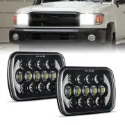 Pair 7x6" 5x7" inch Square LED Headlights Hi/Lo Beam w/DRL for Mitsubishi Triton