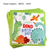 20Pcs Napkins Dinosaur Party Supplies Tableware Kids Children Birthday Decoration