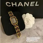 二手 CHANEL 香奈兒 PREMIERE系列首映錶 經典 黑金 皮穿鍊手錶腕錶 S號/M號 女錶