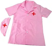 yuksok Kids Doctor Coat Doctor Costume Dress up with Cap Funny Career Day Costume Children Lab Coat for Children Kids Ages 4-6 Years