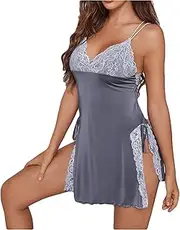 [Letuwj] Women's lace Halter Nightgown ice Silk Thin Section Pajamas Homewear