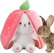9.84-Inch Hide-and-Seek Bunny Plush Toys, Easter Rabbit Stuffed Animal Dolls, Cute Rabbit Plush Dolls with Zippered Double-Sided Pillow Wrap