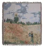 Claude Monet's Coquelicots Belgian Decorative Woven Tapestry Throw Blanket NEW