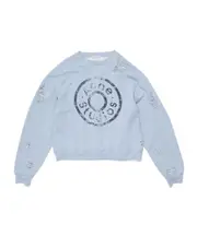 Acne Studios Distressed Logo Printed Sweatshirt XL,L,M,XXL Blue mix