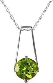 [Galaxy Gold GG] Galaxy Gold 1.45 Carat 14k 14" Solid White Gold Necklace with Natural Peridot Drop Pendant