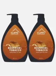 Cliffs by White Mountain Bourbon & Tobacco Body Wash for Men, Pack of 2