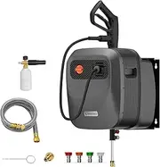 Giraffe Tools Grandfalls Pressure Washer G20B, Electric Wall Mounted Power Washer, 20 M Retractable Black Pressure Hose with 180° Rotating Bracket, Max 2400 PSI, Dark Silver