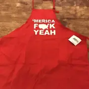Funny Guy Mugs “ Merica f$&& YEAH” ‘merica Novelty Red Cooking Apron Nwt