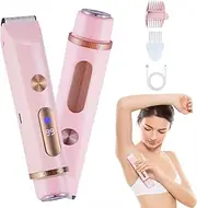 2 in 1 Electric Shaver for Women, Upgraded Pubic Hair Trimmer Women with LCD Display, Waterproof Wet & Dry Use, Rechargeable Electric Bikini Trimmer