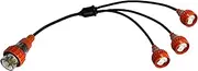 Adapter Splitter Extension Lead 20A 5 Pin Plug to 3 x 3 Pin 20A Flat Single Phase Socket, Heavy Duty