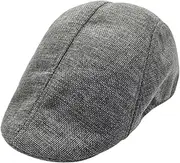 [GLSTOY] Flax Beret Cap for Men Women Newsboy Cap Sun Hat British Style Peaked Hat Men's Grey