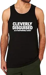 [Lyprerazy] Men's Cleverly Disguised AS A Responsible Adult Workout Gym Funny Printed Tank Top