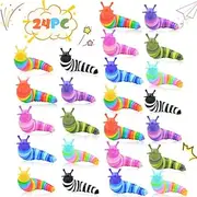 Cevioce 24 PCS Fidget Toys Slug for Adults Anxiety Sensory Toys for Party Favors Toddler Fidget Toys Age 3-4 ADHD Autism Toys for Anxiety Stress Christmas Stocking Stuffers Gifts for Boys Girls