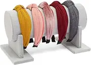 Headband Holder Organizer for Girls and Women, Gray Velvet T-Bar Stand for Jewelry Display, Storage Rack for Hairband Accessories, Bracelets, Decorative Chains (12x6.5x7 In)