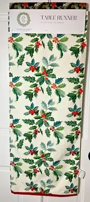 Secret Celebrity Table Runner 14 x 72 HOLLY RED GREEN 100% COTTON NWT