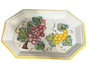DERUTA Italy Hextagonal Rectangle TRAY Dish GRAPES 8" x 12" Dipinto A Mano