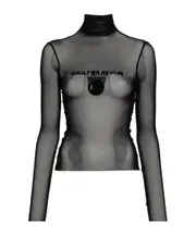 x Shayne Oliver flocked-logo mesh top XXS,XS,XXL,M Black