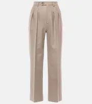 [Loro Piana] Loro Piana High-rise wool and cashmere suit pants AU 4 beige