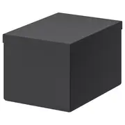 TJENA storage box with lid, black, 18x25x15 cm
