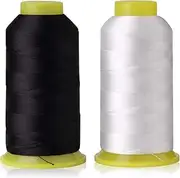 T70 69 Bonded Nylon Sewing Thread - 1500 Yard Spool -(White+Black) 2PCS
