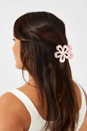 Pink Flower Claw Clips