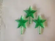 SET of 3 LARGE STAR CERAMIC CHRISTMAS TREE TOPPER "GREEN-GREEN-GREEN" 2 1/2"