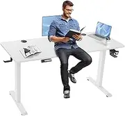 Electric Standing Desk, Adjustable Height Stand up Desk,160 X 70cm Splice Board Adjustable Desk with Memory Controller,Gaming Writing Study Bedroom Rising Desks (White, 160 x 70cm)