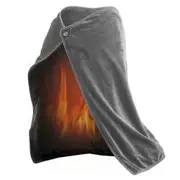 Usb Rechargeable Heated Plush Shawl Pad Warming Electric Blanket (grey)