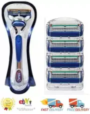 4 Gillette Fusion Razor Blades Refills Cartridges Manual Shaver Handle