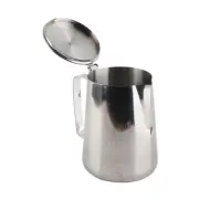 Stainless Steel Milk Frothing Pitcher with Lid for Latte Coffee Art, Small 3o...