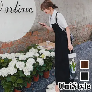 【UniStyle】韓系簡約減齡短袖襯衫吊帶裙兩件式套裝寬鬆舒適穿搭風 女 ZM093-2210(黑/咖啡)