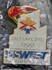 Vintage 2002 Salt Lake Olympics Torch US WEST Lapel Pin Collectible Pinback