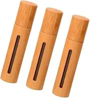 WRITWAA 3 Pcs Bamboo Roller Bottles with Transparent Window Refillable Essential Oil Vials Featuring Smooth Stainless Steel Roller Ball for Perfumes and Aromatherapy Wood Color