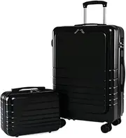[IRYZE] Lightweight Suitcase Luggage Suitcase Piece Set Carry On ABS+PC Spinner Trolley,Durable Travel Luggage Carry on Luggage, Black, 20+14in