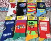 Lot 8 New "CRAZY SOCKS" Oreo Froot Loops Cup Noodles Kool-Aid Mac & Cheese ETC.