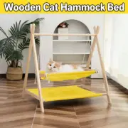 Wooden Double Layer Cat Hammock Bed Removable Washable Pet Swing Basket Nest AU