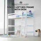 KINGSTON SLUMBER Wooden Kids Single Loft Bed Frame Raised Desk Childrens