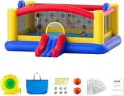 VEVOR Inflatable Bounce House, Outdoor Playhouse Trampoline, Jumping Bouncer with Blower, Slide, and Storage Bag, Family Backyard Bouncy Castle, for Kid Ages 3–10 Years, 4.5x4.4x2m