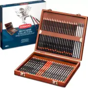 NEW 48 Derwent Sketching Pencils Wooden Box Set Sketch Graphite Drawing