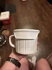 CorningWare 20 oz. French White mug with BPA-free vented white lid and blue 1p