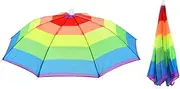 uxcell Umbrella Hat, 2 Pack 20 Inch Folding Sun Rain Cap Hands Free Fishing Umbrella Hat for Golf Fishing Camping Outdoor, Color Stripe